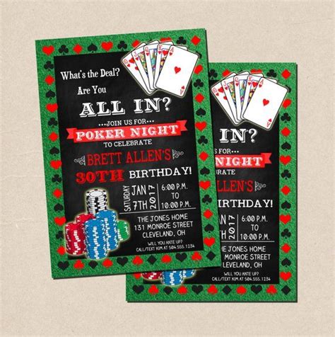 poker party invitation wording